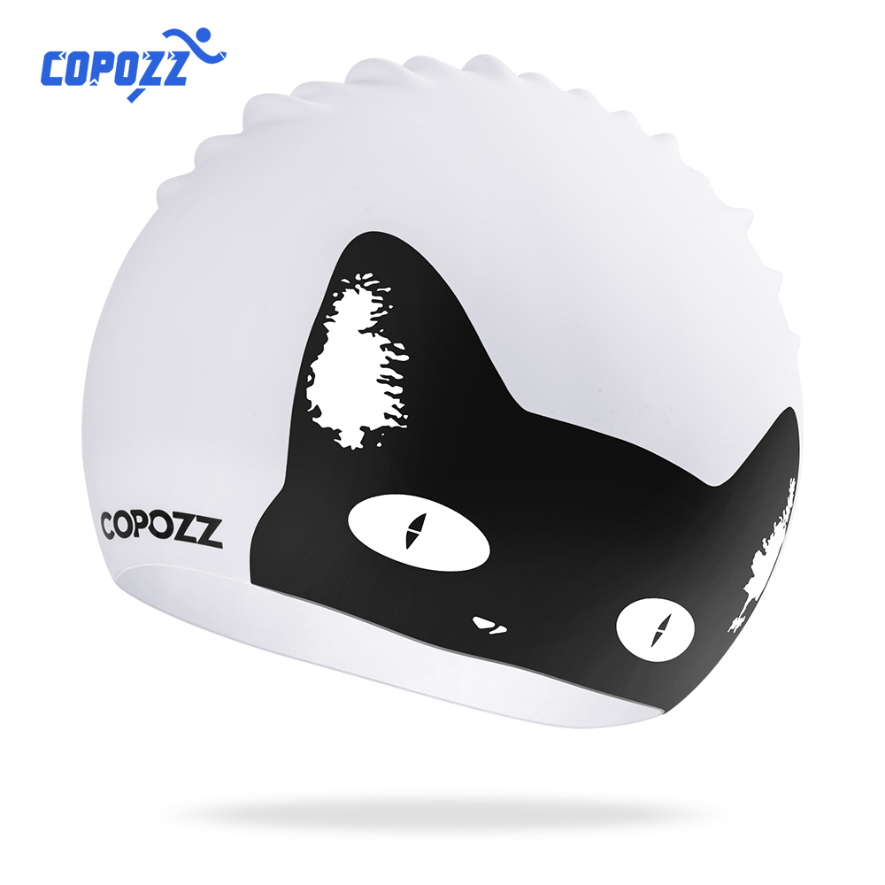 Aquatic Sports Hat - COPOZZ Wasserdichte Silikon-Badekappe für langes Haar,