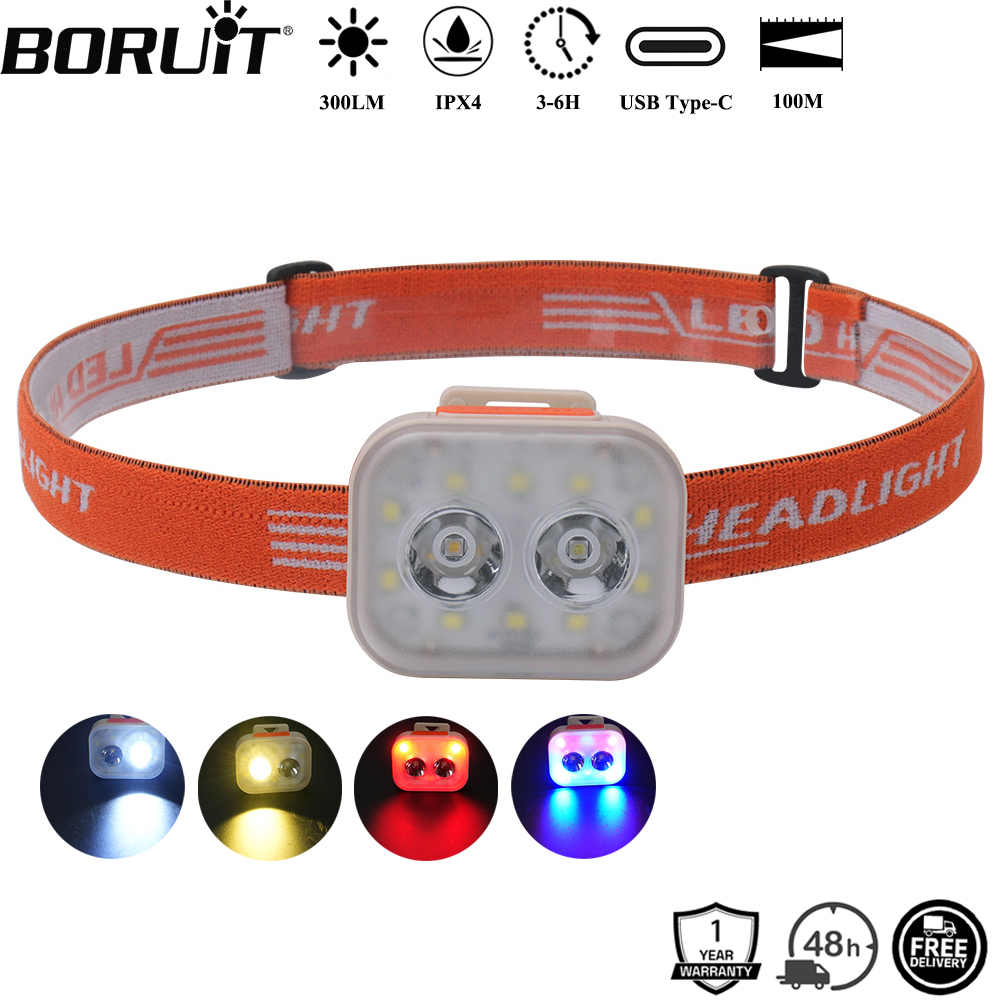 Aquatic Sports Hat - BORUiT 300LM Kappenclip LED-Stirnlampe USB-C-Aufladung 800